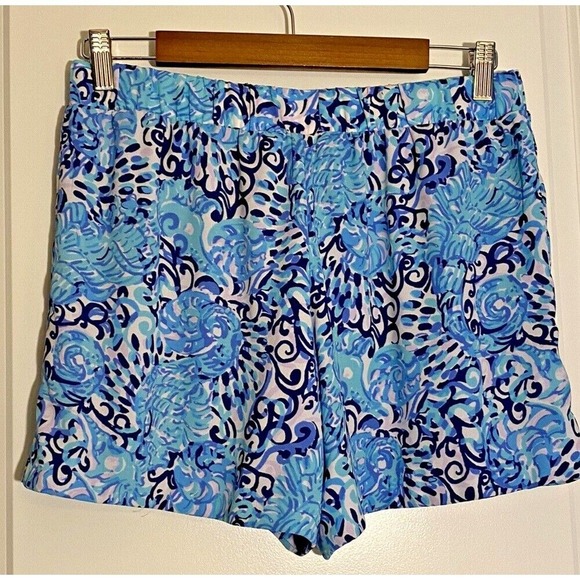 Lilly Pulitzer Shorts Tie‎ Waist Blue Patterned Casual Size 4 - Picture 5 of 11